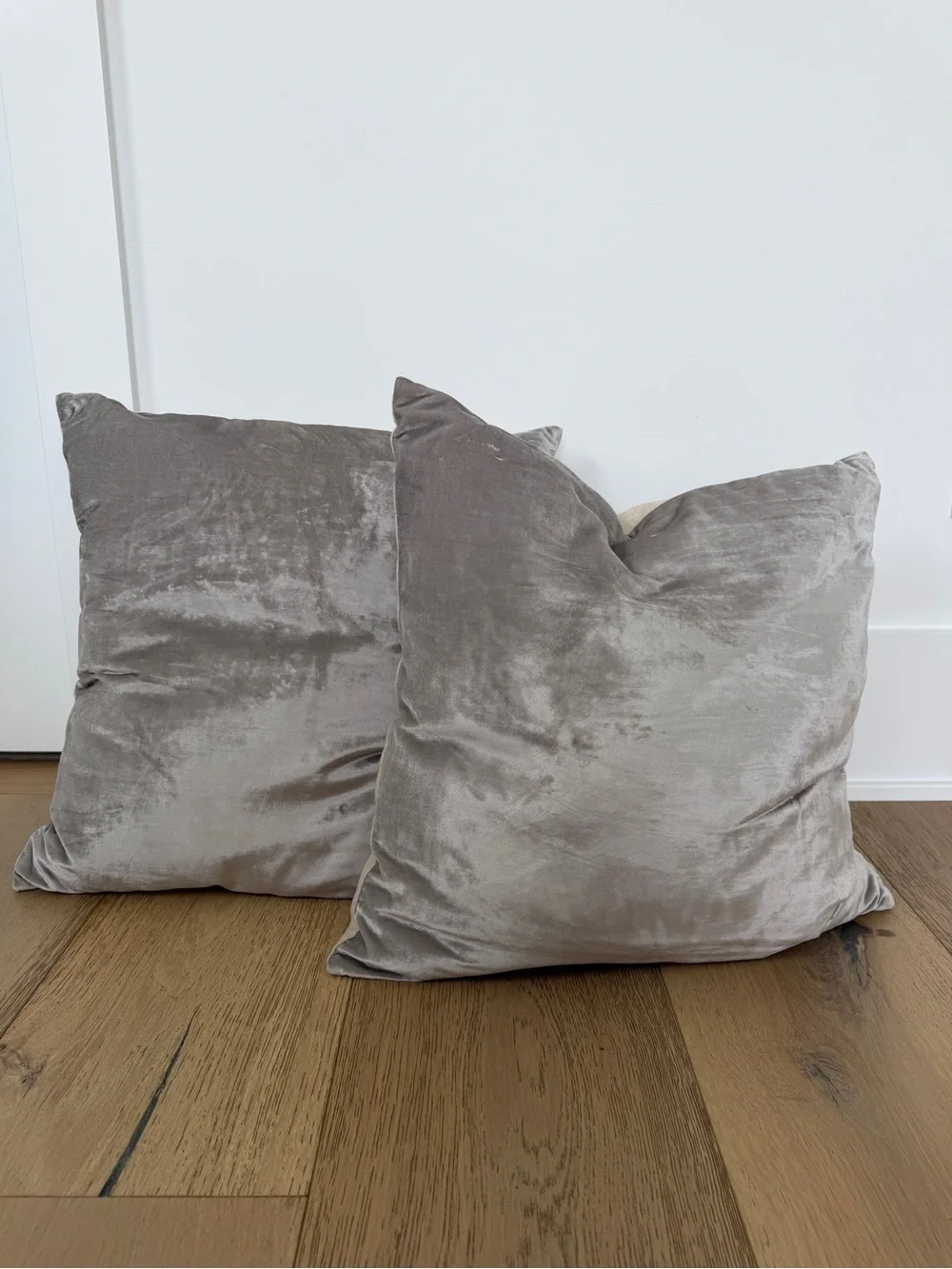 West Elm Velvet Accent Pillows in Light Gray